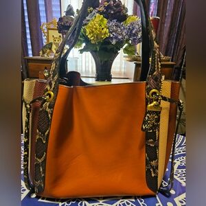 NEW Harmony Hobo Colorblock Glovetanned Leather Snake Sunset  MSRP $695